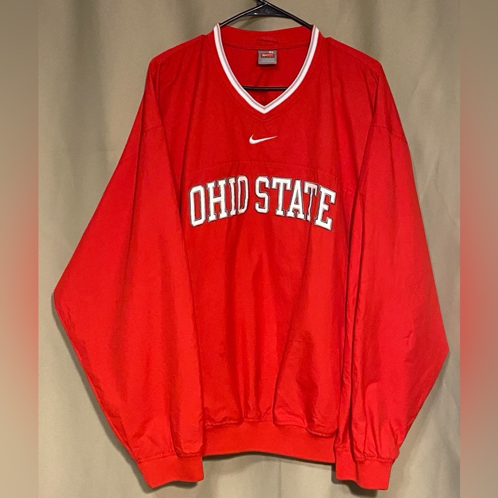 Vintage Nike Team Center Swoosh Ohio State Buckeyes Pullover Windbreaker Mens XL
